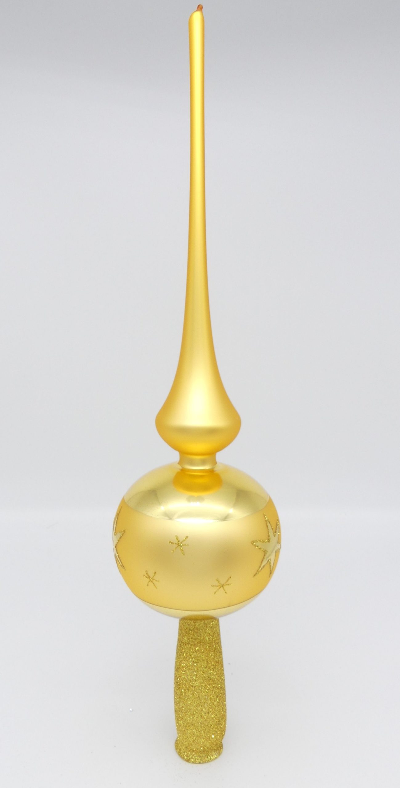 Spitze Mattgold, Muster Sterne mit Goldglimmer Spitze 9cm Kugel Mattgold Lauschaer Glashandwerk Antik & Modern