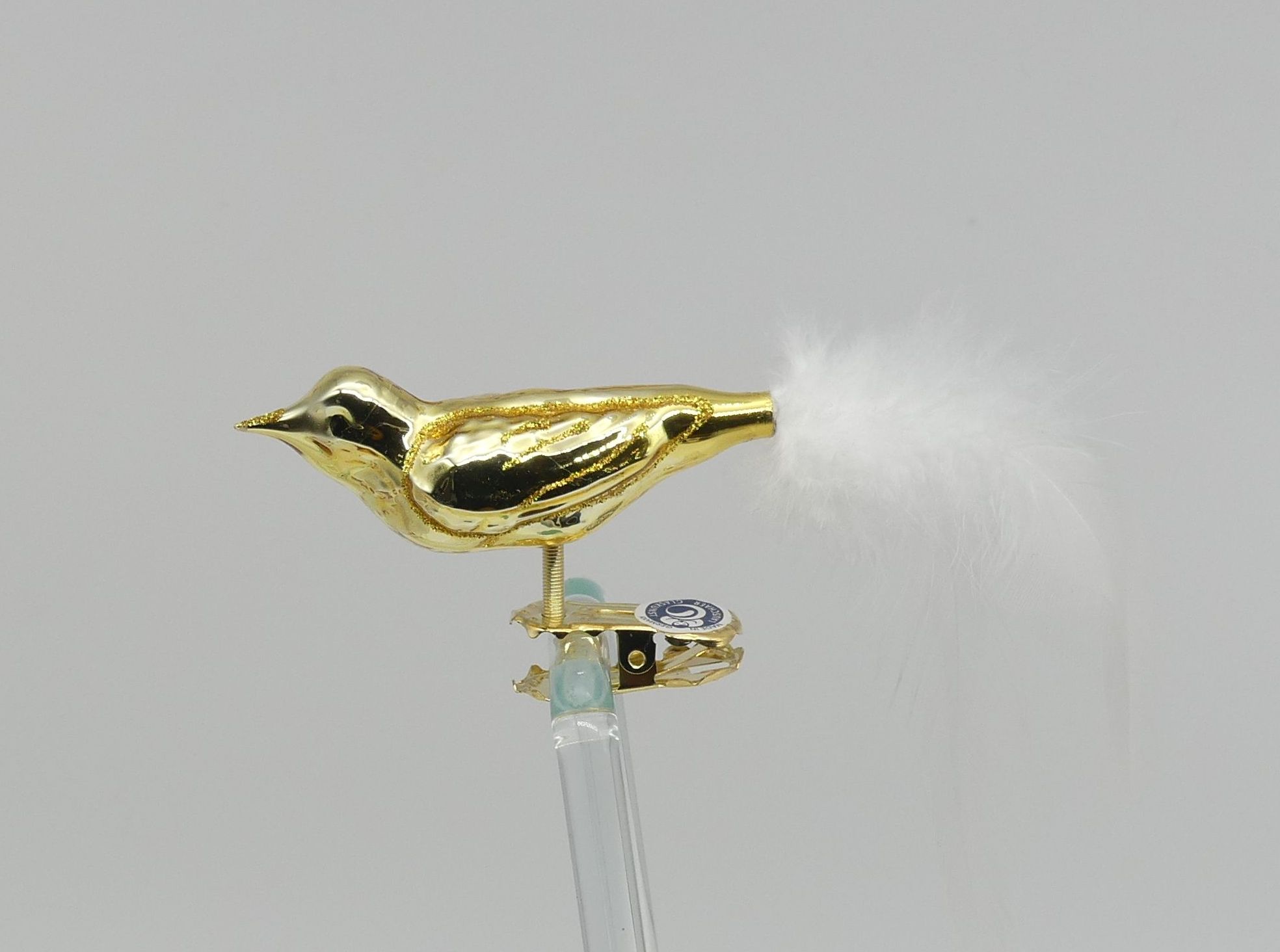 Vogel gold Feder Vogel gold Lauschaer Glashandwerk Vogelfigur Antik & Modern