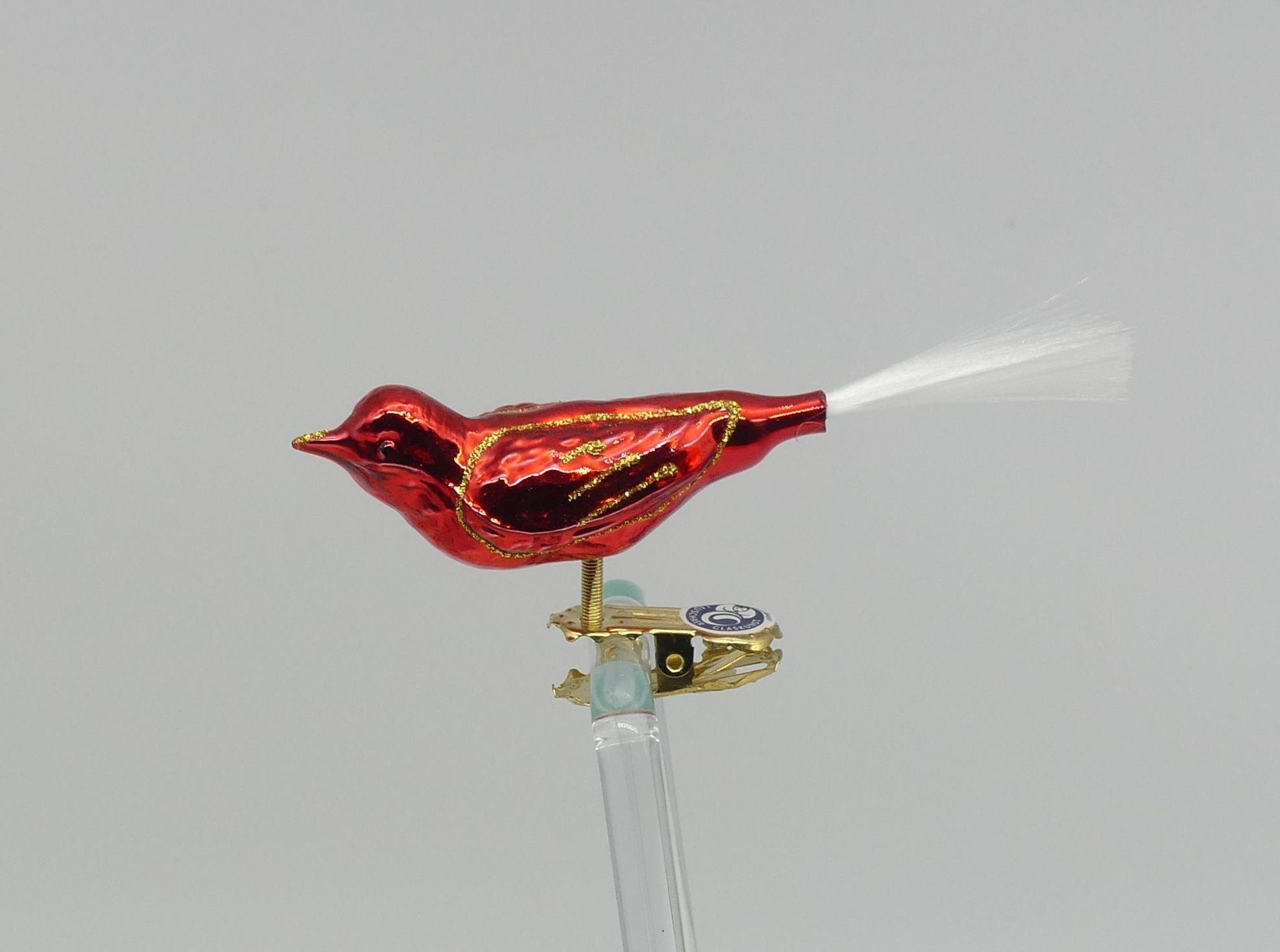 Vogel rot Glasseide Vogel rot Lauschaer Glashandwerk Vogelfigur Antik & Modern