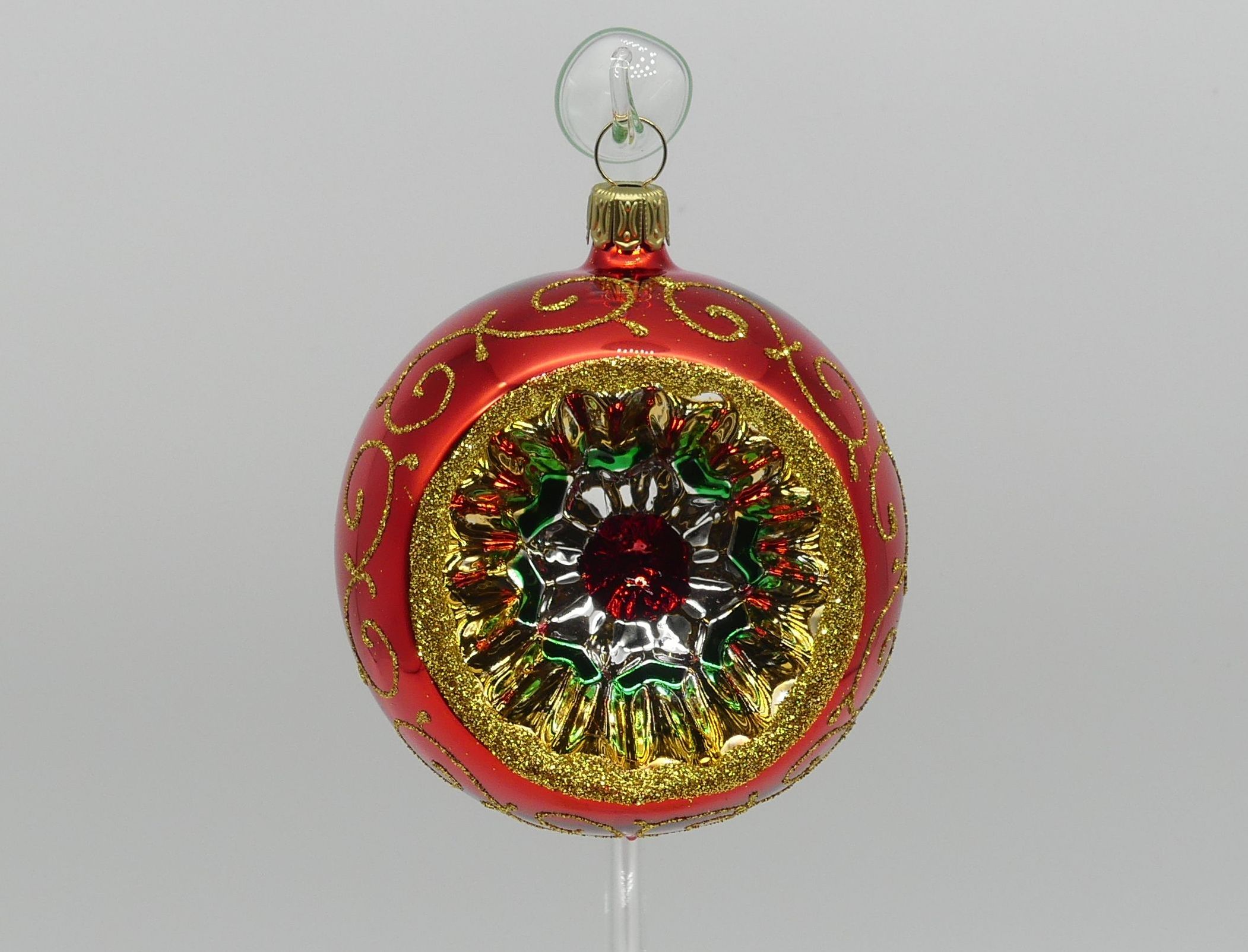 8cm Relexkugel, Reflex bunt, aussen rot 8cm Reflexkugel rot Glasfigur Antik & Modern