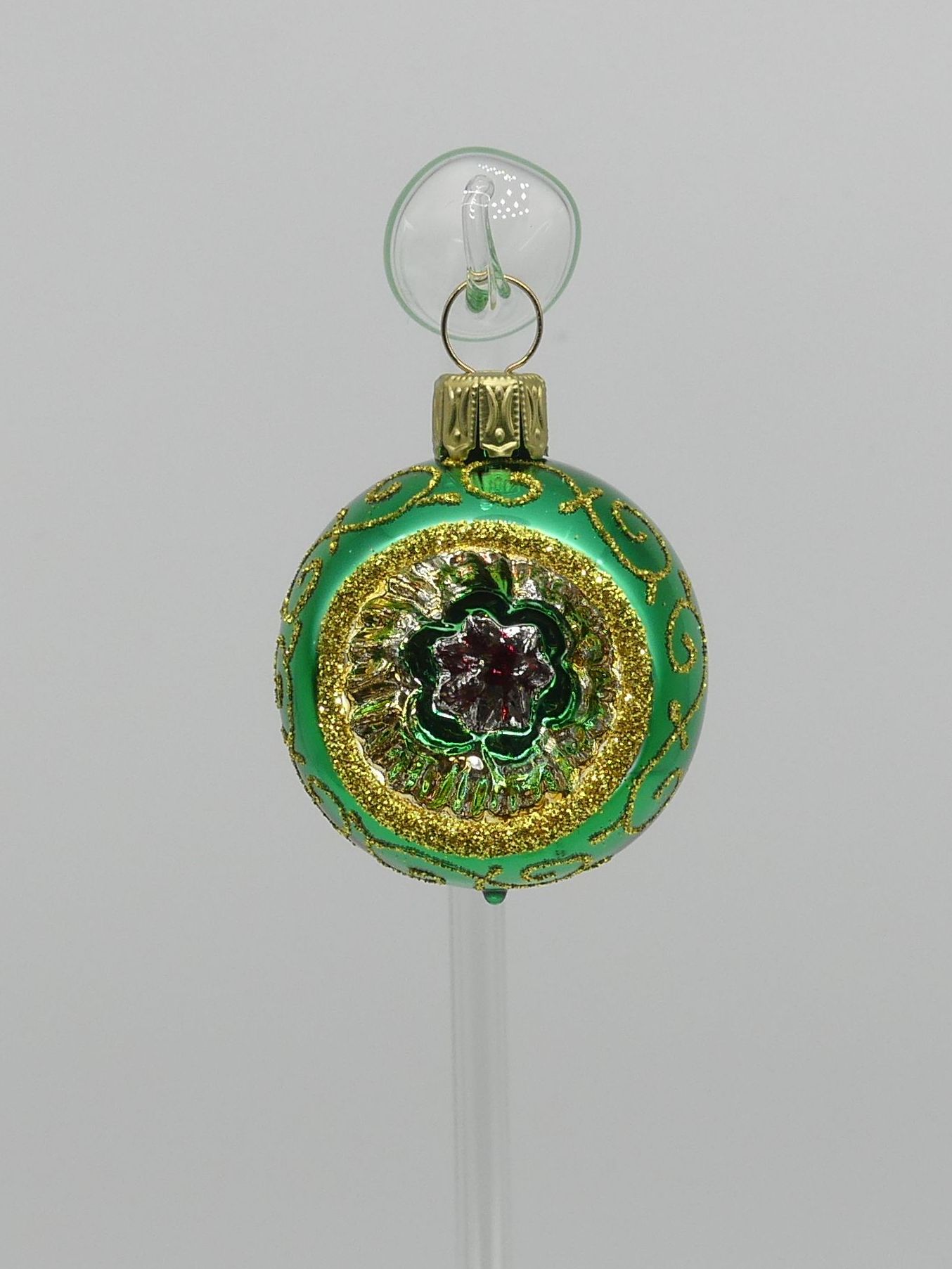 4cm Reflexkugel, reflex bunt, aussen grün 4cm Reflexkugel grün Glasfigur Antik & Modern