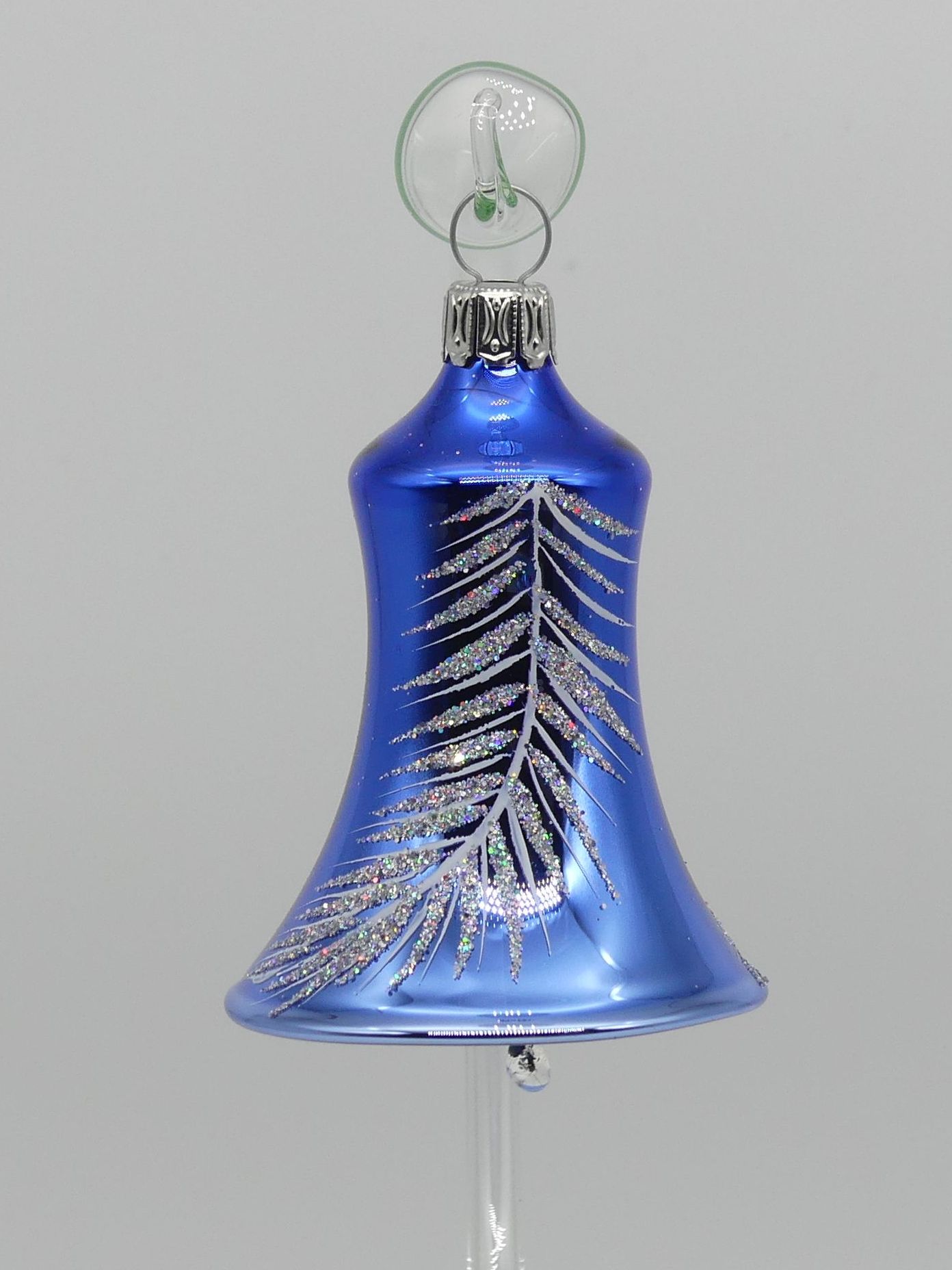 5cm Glocke Muster weisse Feder (blau) 5cm Glocke blau Glasfigur Antik & Modern