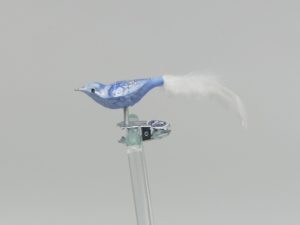 Minivogel eisblau Lauschaer Glashandwek Vogelfigur Antik & Modern