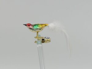 Minivogel rot grün gold Lauschaer Glashandwerk Vogelfigur Antik & Modern