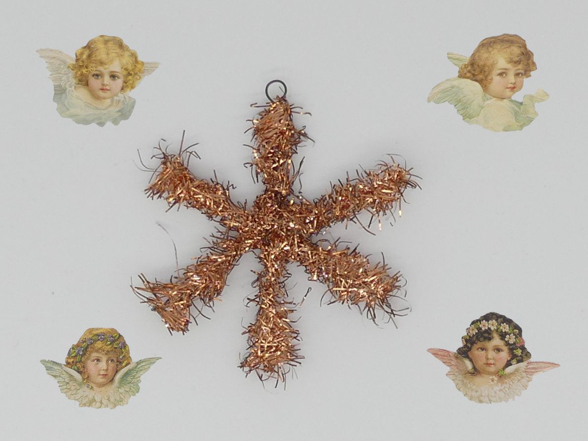 sterne_6cm_kupfer_varianten_ Lamettagirlandenstern 6cm kupfer Weihnachtsschmuck Antik & Modern