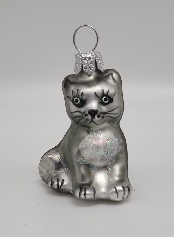 Katze Grau Glasfigur Antik & Modern