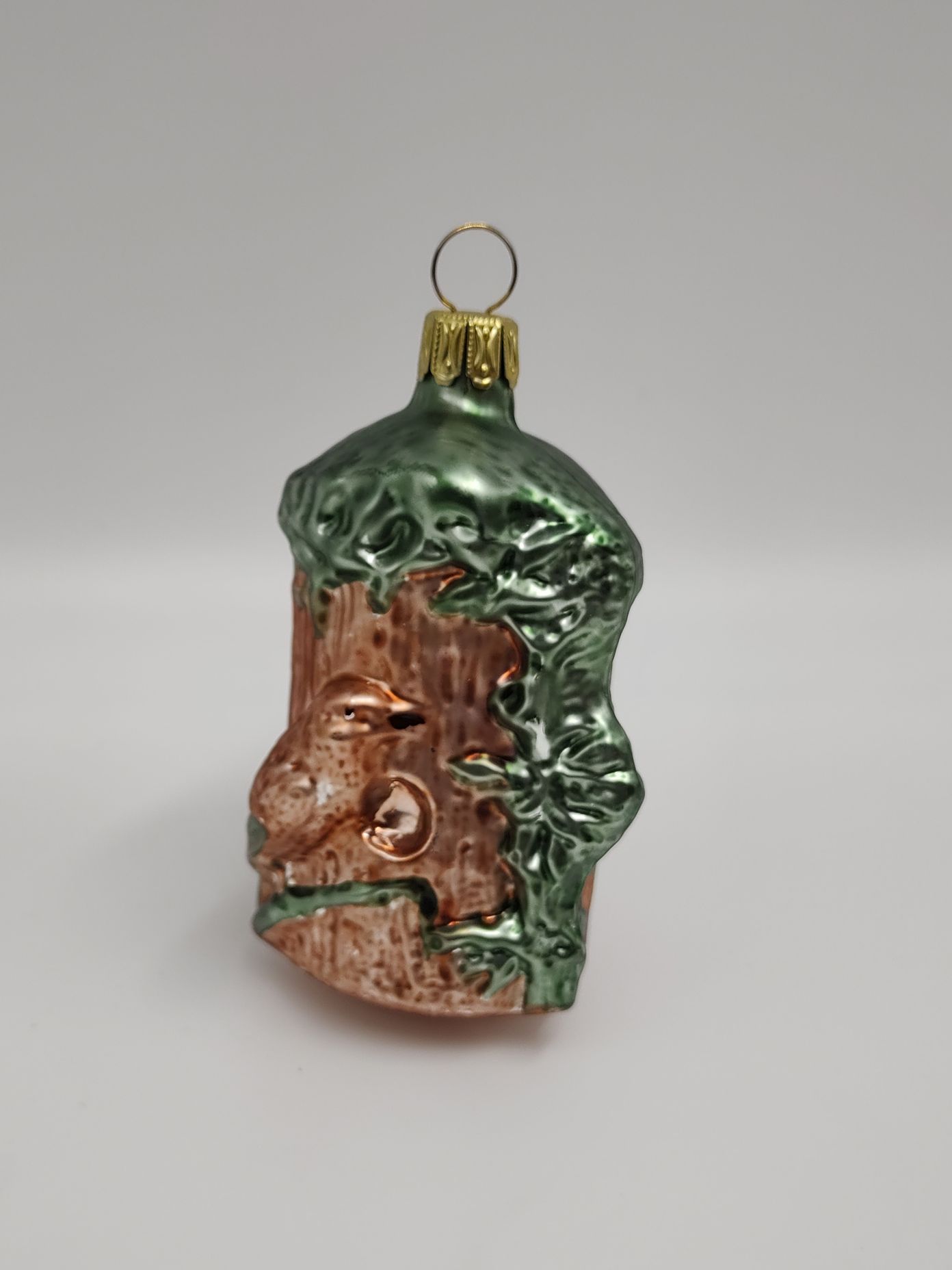 Baumstamm mit Vogel Glasfigur Lauschauer Glashandwerk Antik & Modern