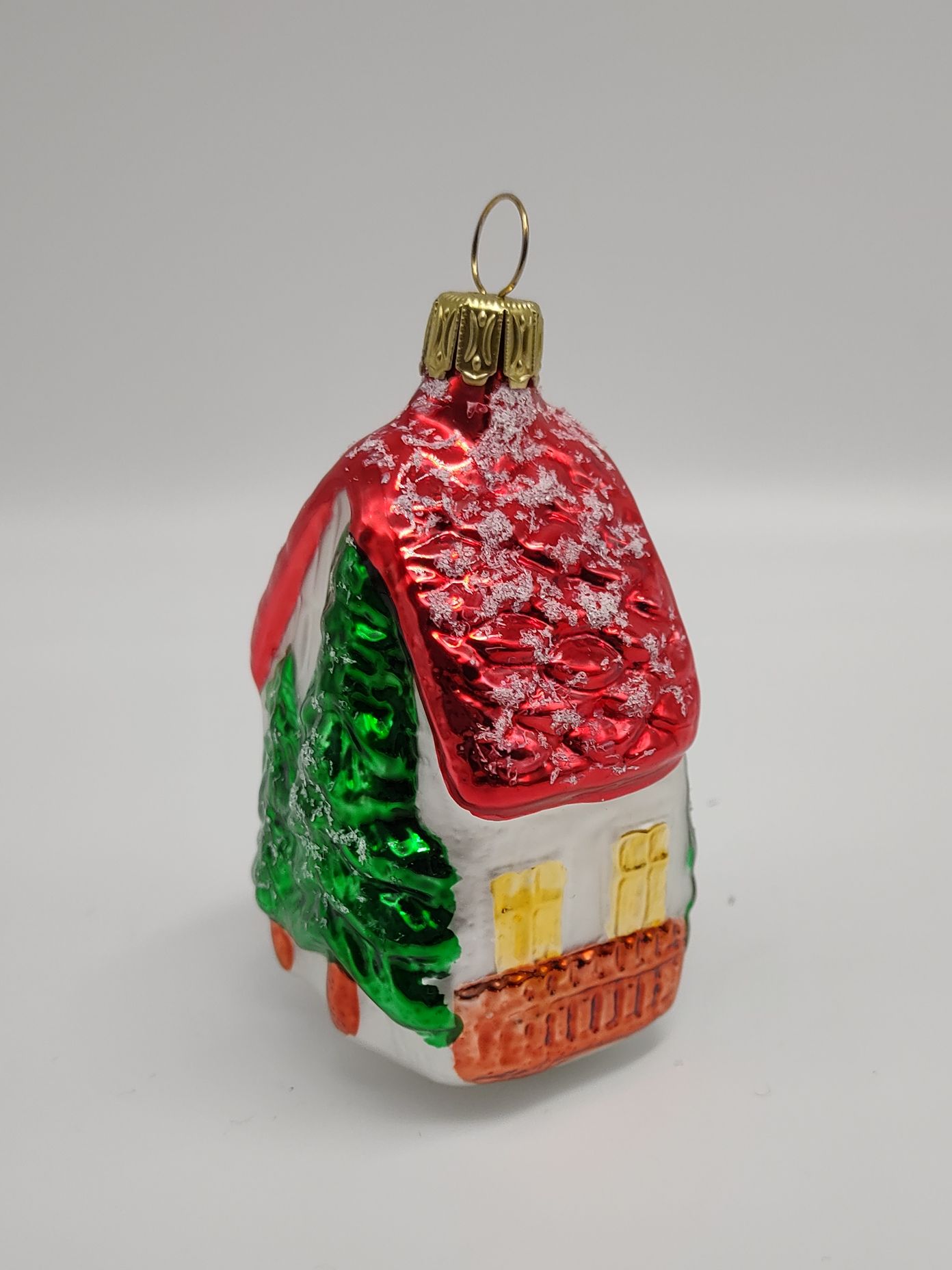 Winterhaus Ansicht hinten Glasfigur Lauschauer Glashandwerk Antik & Modern