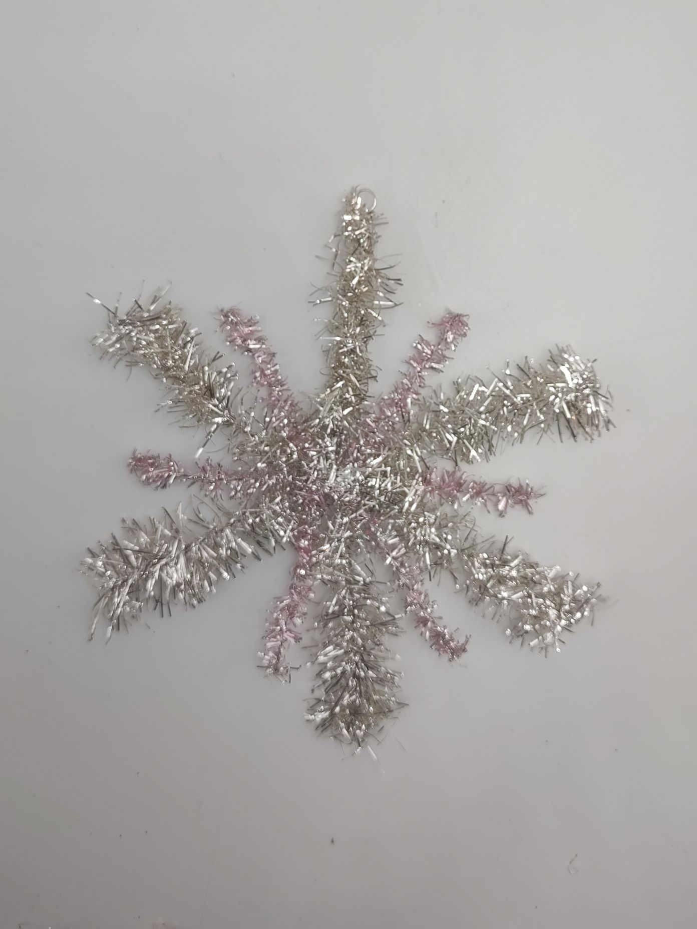Lamettagirlandenstern 10cm silber rosa Weihnachtsschmuck Antik & Modern