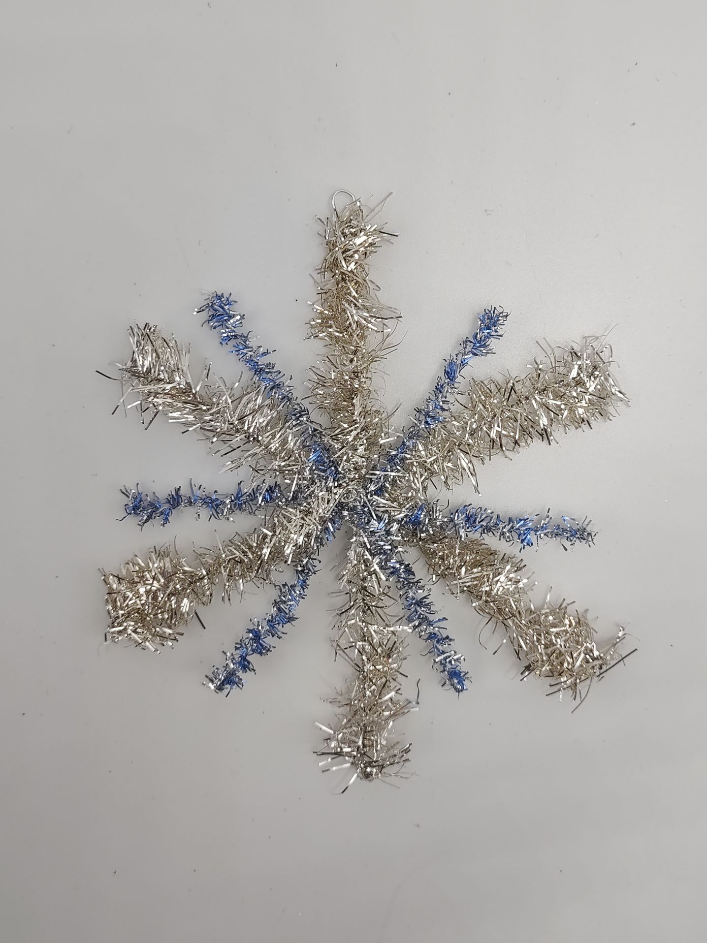 Lamettagirlandenstern 10cm silber blau Weihnachtsschmuck Antik & Modern