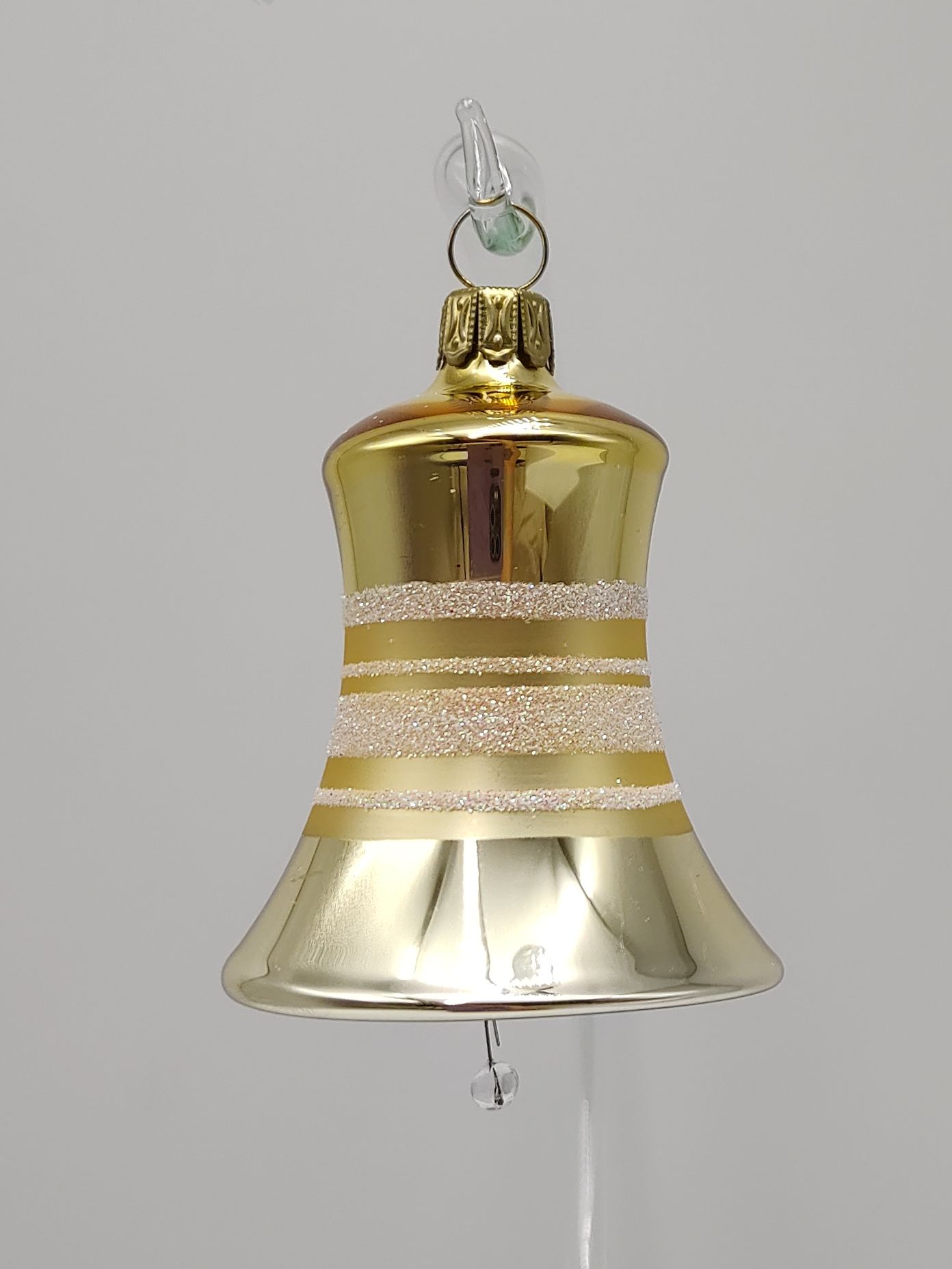 5cm Glocke Muster Schlichte Eleganz gold glänzend Lauschauer Glashandwerk Antik & Modern