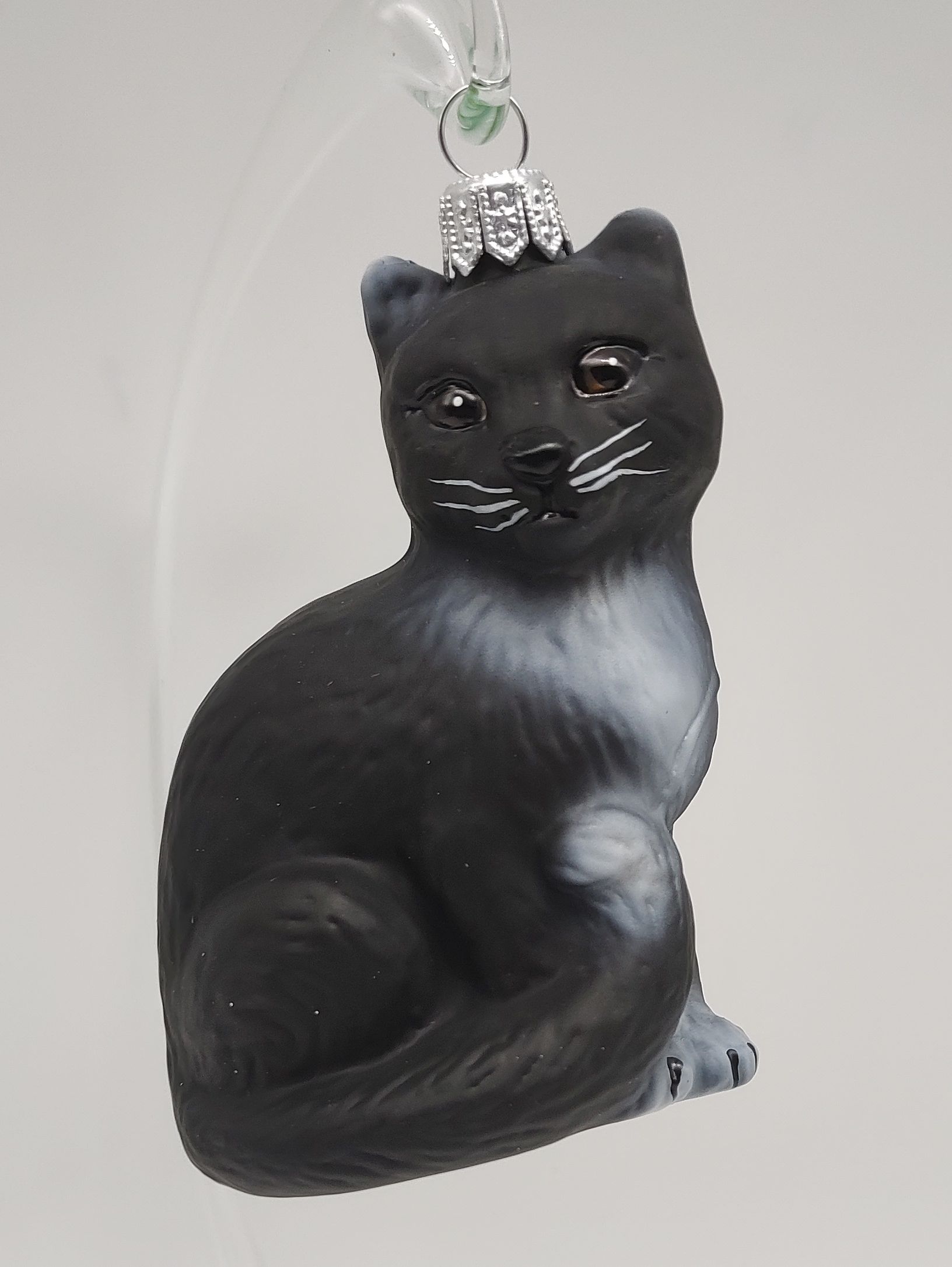 Große Kaze schwarz Glasfigur