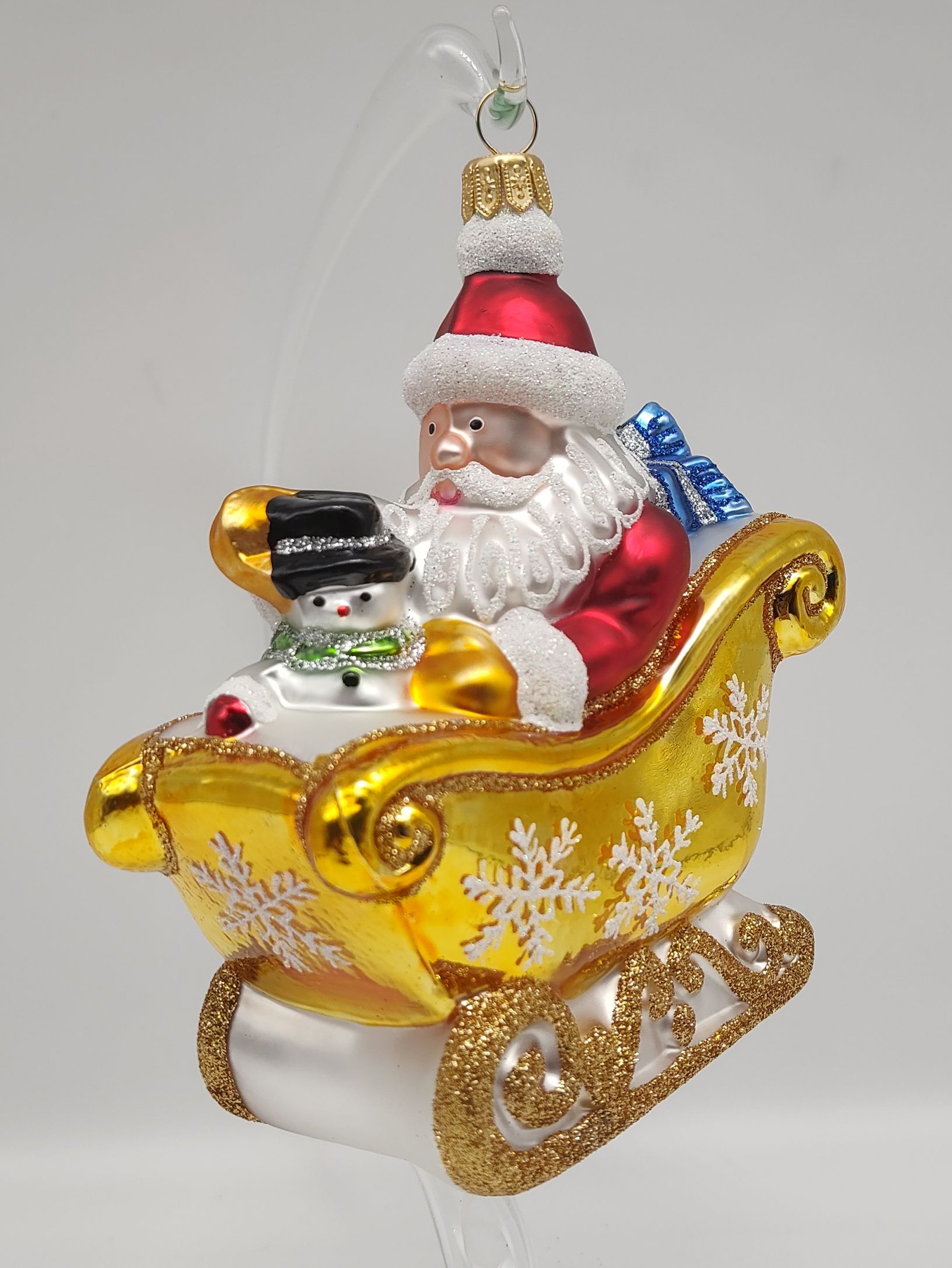 Weihnachtsmann im Schlitten Glasfigur