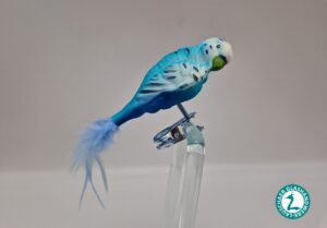 Wellensittich hellblau-türkis Vogelfigur Lauschauer Glashandwerk Antik & Modern