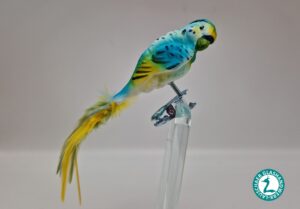 Wellensittich türkis-gelb Vogelfigur Lauschauer Glashandwerk Antik & Modern