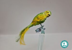 Wellensittich gelb-grün Vogelfigur Lauschauer Glashandwerk Antik & Modern