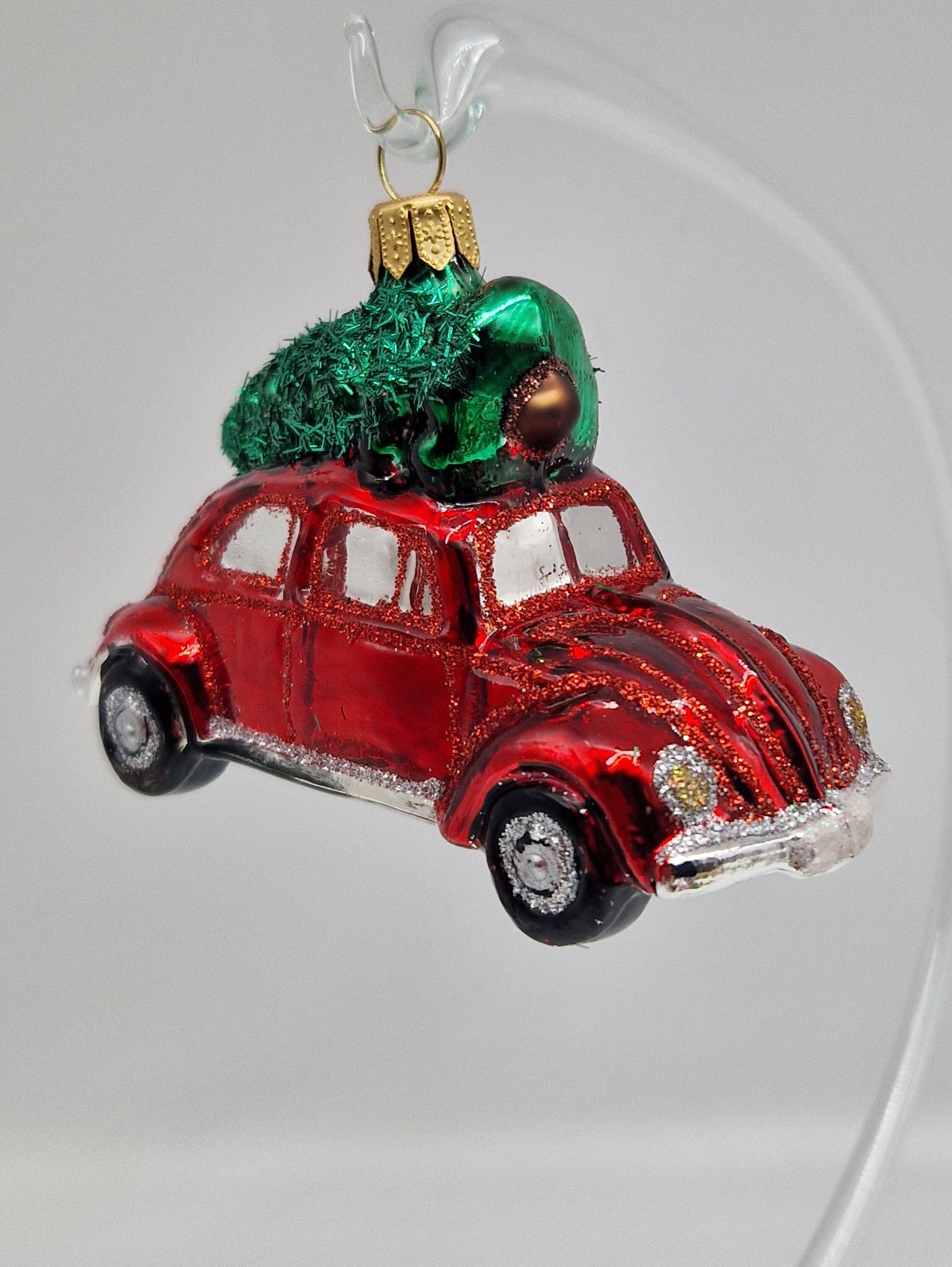 Auto mit Tannenbaum Glasfigur